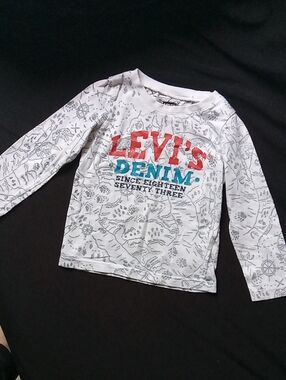 Levi's Kids White Long Sleeve Tee with Red and Blue Logo